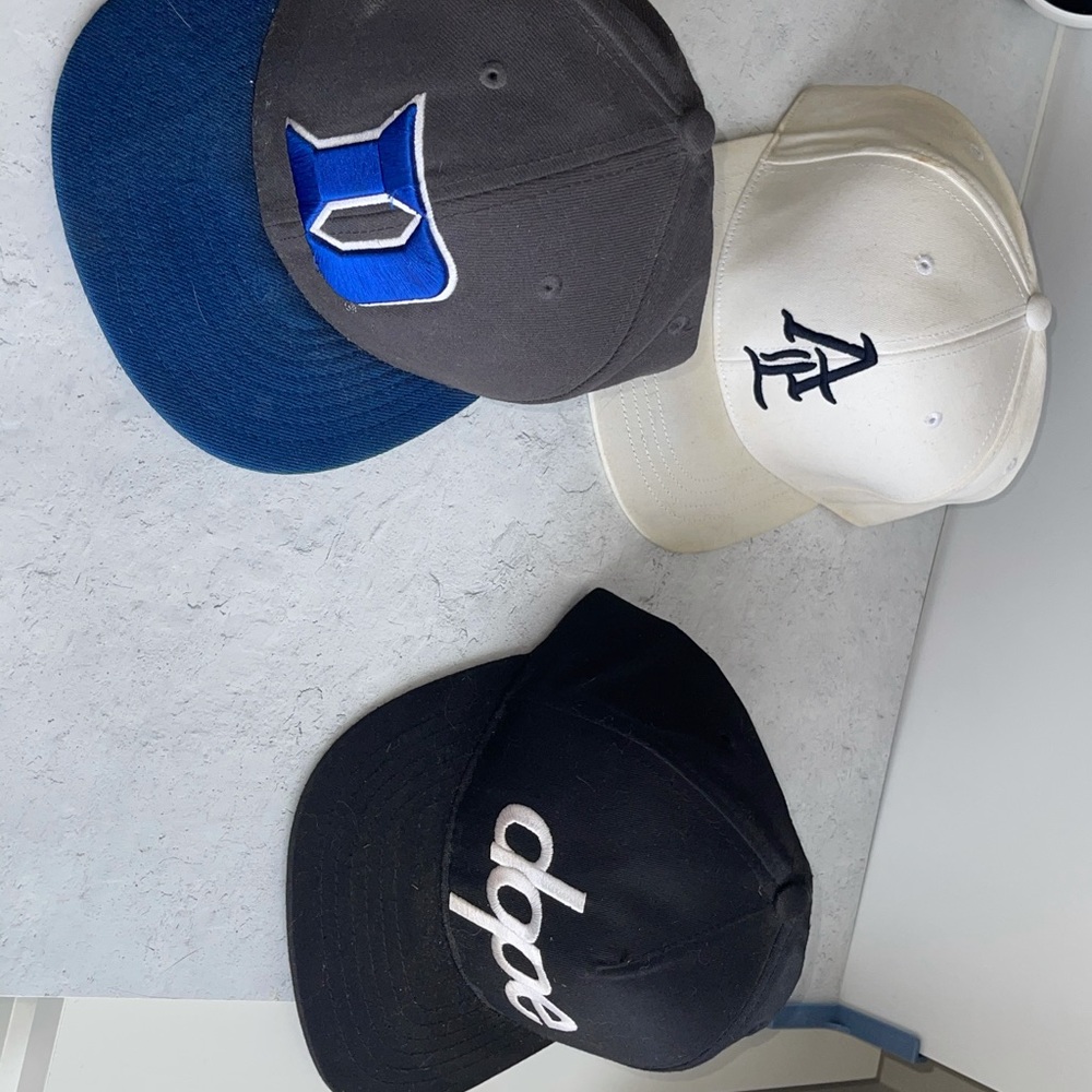 Lot of 3 hats 2 snap backs one fitted (7 3/8)